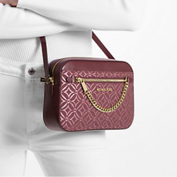 Jet Set Large Metallic Logo Jacquard Crossbody Bag NWT - Picture 2 of 4